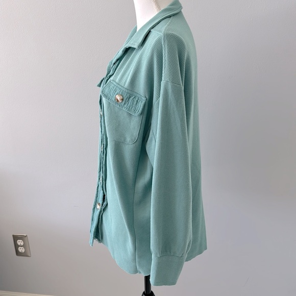 Waffle Knit Button Down Shirt - Picture 3 of 4